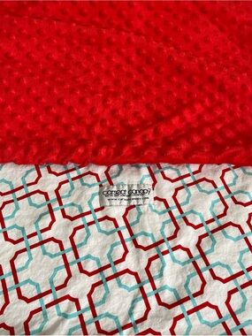 Carseat Canopy Blue White Red Geometric Design Minky Fleece Baby Car Seat Cover